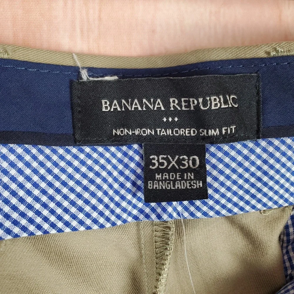 Banana Republic Dress Pants Mens Sz 35 35x30 Non-Iron Tailored Slim Fit Classic
